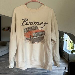 Hollister Cream Bronco Crewneck Sweater